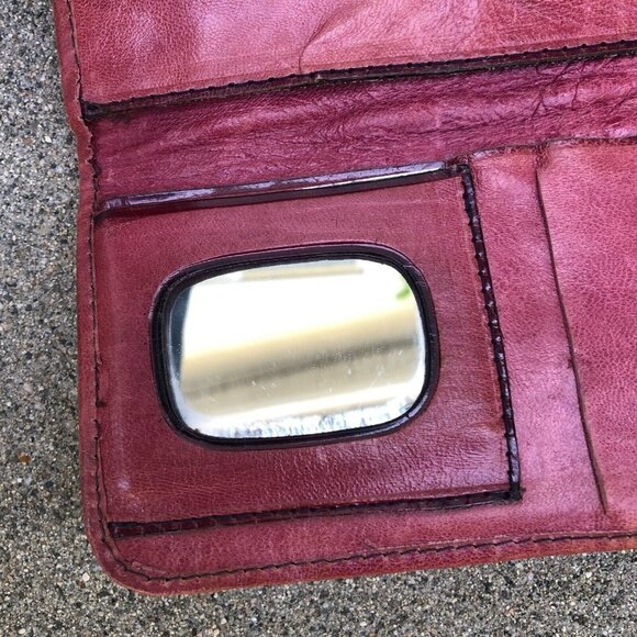 Vintage ECHT 2 PRYM Leather Tri Fold Wallet Clutch Multi Pocket Purple RARE - Picture 12 of 14